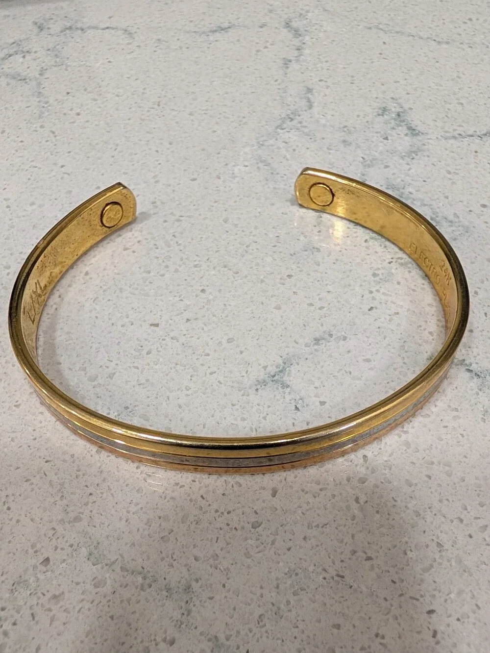 Vintage Tri-Tone 24K Electro Plated Magnetic Cuff Bracelet